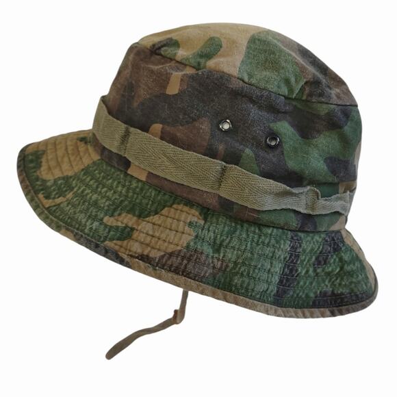 Vintage Camouflage Fishing Hunting Hat Cotton Adjustable Unisex Outdoors Costume - Picture 4 of 8